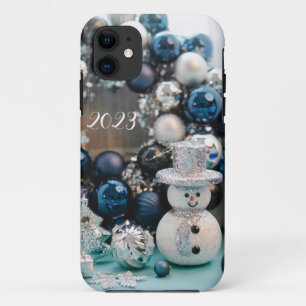 Blauwe kerstversieringen iPhone draagtas Case-Mate iPhone Case