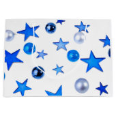 Blauwe kerstversieringsfoto groot cadeauzakje (Voorkant)