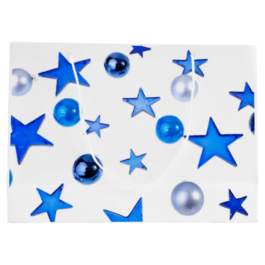 Blauwe kerstversieringsfoto groot cadeauzakje (Achterkant)