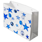 Blauwe kerstversieringsfoto groot cadeauzakje (Achterkant Gekanteld)