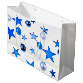 Blauwe kerstversieringsfoto groot cadeauzakje (Voorkant Gekanteld)