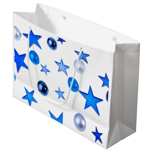 Blauwe kerstversieringsfoto groot cadeauzakje (Voorkant Gekanteld)