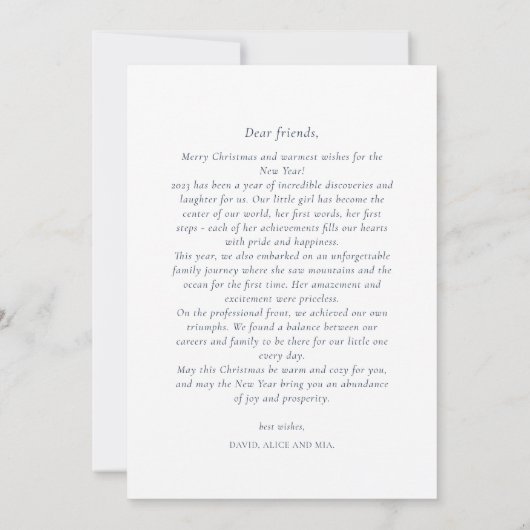 Blauwe Kerstwinter jaarlijkse familie update foto Feestdagenkaart (Achterkant)