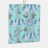 Blauwe kerstwinter keramisch ornament (Rechts)