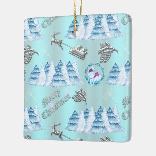 Blauwe kerstwinter keramisch ornament (Links)