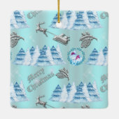 Blauwe kerstwinter keramisch ornament (Achterkant)