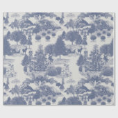 Blauwe kerstwinter Wonderland Cadeaupapier (Vlak)