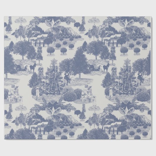 Blauwe kerstwinter Wonderland Cadeaupapier (Vlak)