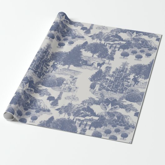 Blauwe kerstwinter Wonderland Cadeaupapier (Uitgerold)