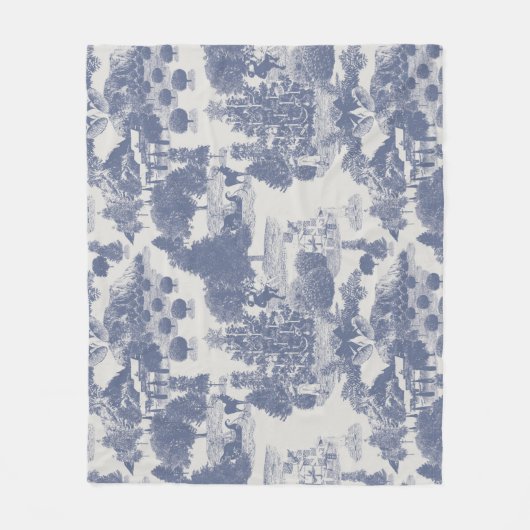 Blauwe kerstwinter Wonderland Fleece Deken (Voorkant)