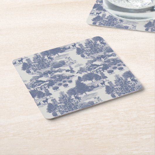 Blauwe kerstwinter Wonderland Kartonnen Onderzetters (Schuin)