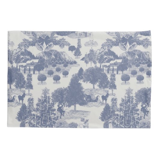 Blauwe kerstwinter Wonderland Kussensloop (Achterkant)