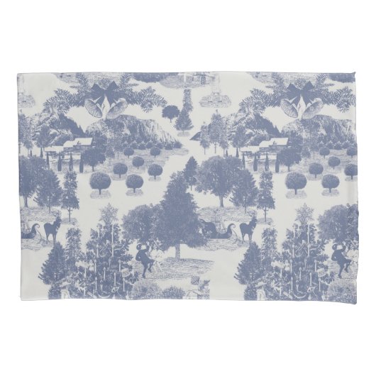 Blauwe kerstwinter Wonderland Kussensloop (Voorkant)