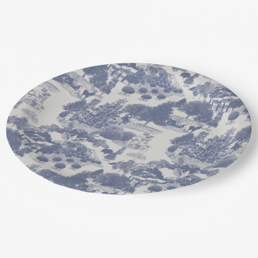 Blauwe kerstwinter Wonderland Papieren Bordje (Gekanteld)