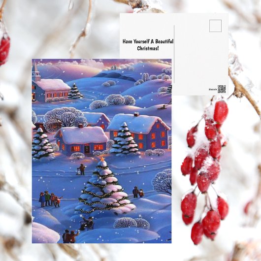 Blauwe Kerstwinter Wonderland Snow Briefkaart