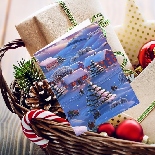  Blauwe Kerstwinter Wonderland Snow Feestdagen Kaart