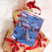  Blauwe Kerstwinter Wonderland Snow Feestdagen Kaart