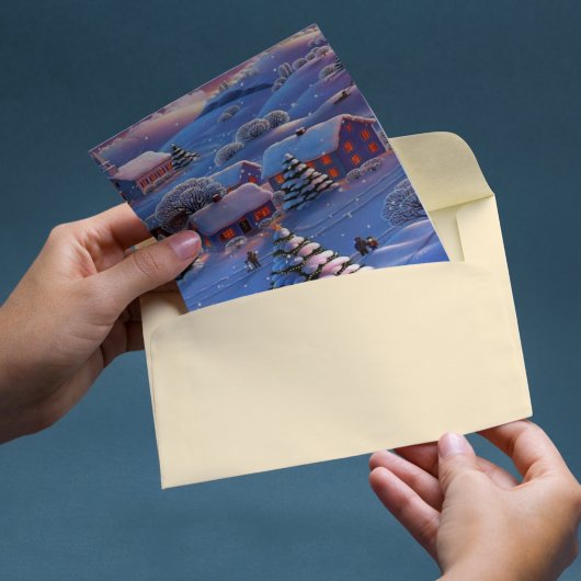 Blauwe Kerstwinter Wonderland Snow Feestdagenkaart