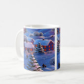 Blauwe Kerstwinter Wonderland Snow Koffiemok (Voorkant links)