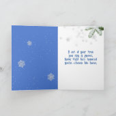 Blauwe kerstwinterkoepel met boom feestdagen kaart (Binnen)