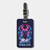 Blauwe kever retrowave versus grafisch bagagelabel (Voorkant verticaal)