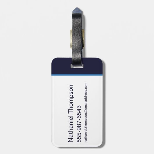 Blauwe kever retrowave versus grafisch bagagelabel (Achterkant verticaal)