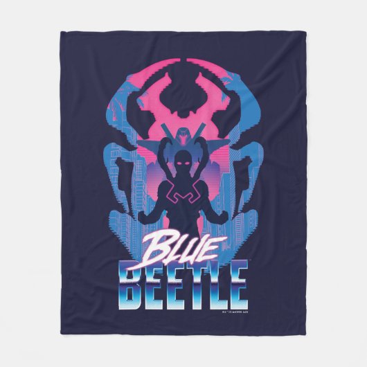 Blauwe kever retrowave versus grafisch fleece deken (Voorkant)