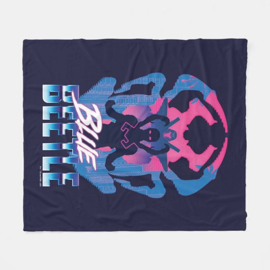 Blauwe kever retrowave versus grafisch fleece deken (Voorkant (Horizontaal))
