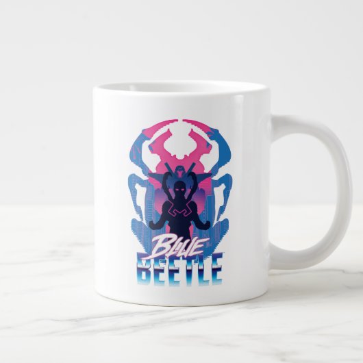 Blauwe kever retrowave versus grafisch grote koffiekop (Rechts)