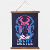 Blauwe kever retrowave versus grafisch hangend wandkleed (Voorkant)