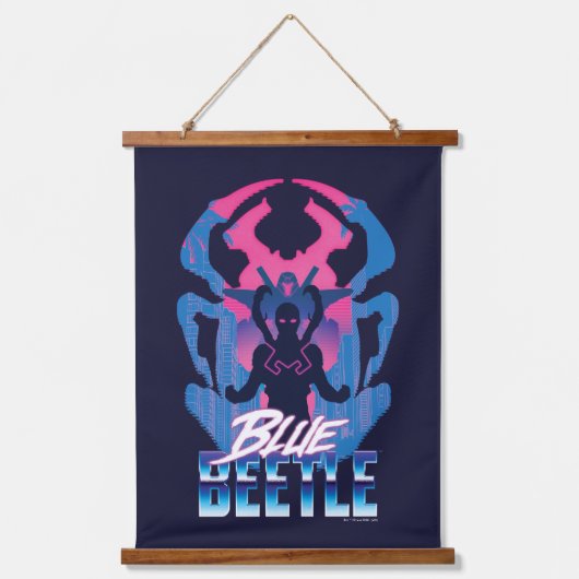 Blauwe kever retrowave versus grafisch hangend wandkleed (Voorkant)