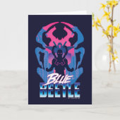 Blauwe kever retrowave versus grafisch kaart (Gele Bloem)