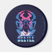 Blauwe kever retrowave versus grafisch magneet (Voorkant)