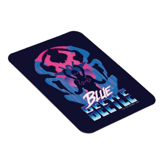 Blauwe kever retrowave versus grafisch magneet (Rechterzijde)