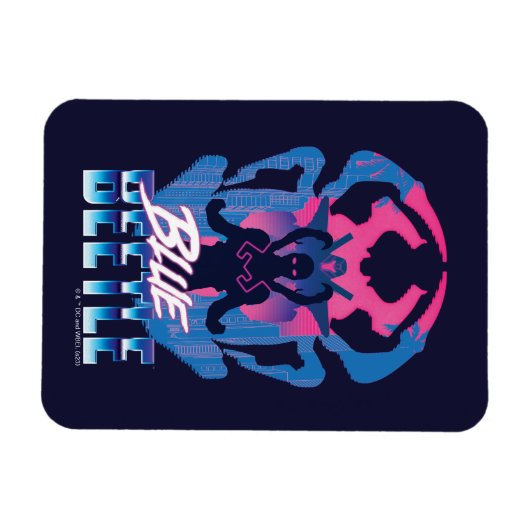 Blauwe kever retrowave versus grafisch magneet (Horizontaal)