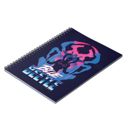 Blauwe kever retrowave versus grafisch notitieboek (Linkerzijde)