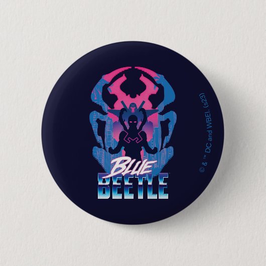 Blauwe kever retrowave versus grafisch ronde button 5,7 cm (Voorkant)