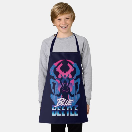 Blauwe kever retrowave versus grafisch schort (Gedragen)