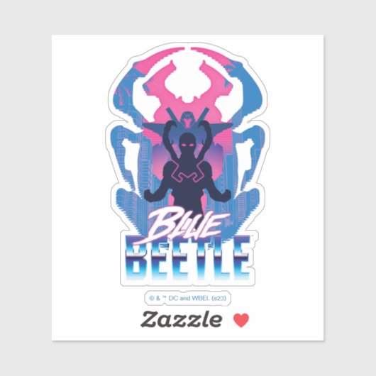 Blauwe kever retrowave versus grafisch sticker (Vel)