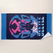 Blauwe kever retrowave versus grafisch strandlaken (Voorkant)