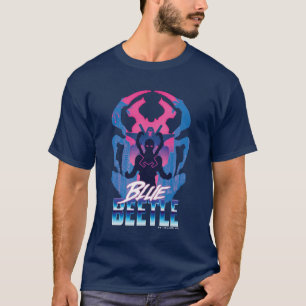 Blauwe kever retrowave versus grafisch t-shirt