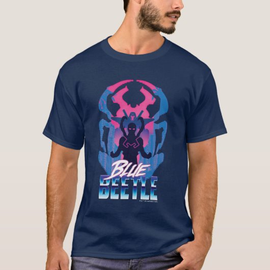 Blauwe kever retrowave versus grafisch t-shirt (Voorkant)