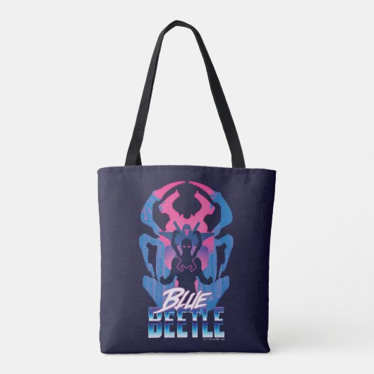 Blauwe kever retrowave versus grafisch tote bag (Achterkant)