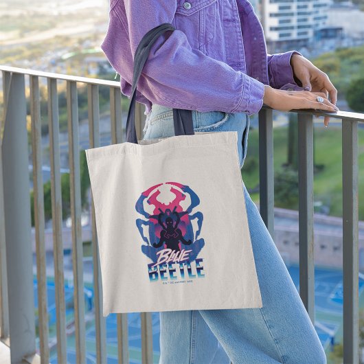 Blauwe kever retrowave versus grafisch tote bag