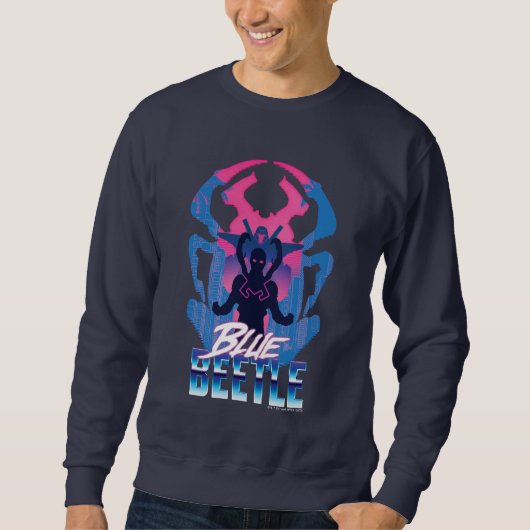 Blauwe kever retrowave versus grafisch trui (Voorkant)