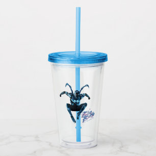 Blauwe kever springende karakter kunst acryl drinkbeker