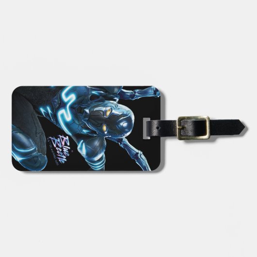 Blauwe kever springende karakter kunst bagagelabel (Voorkant horizontaal)