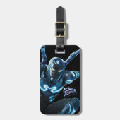 Blauwe kever springende karakter kunst bagagelabel (Voorkant verticaal)