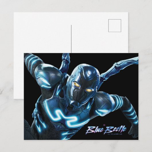 Blauwe kever springende karakter kunst briefkaart (Voorkant / Achterkant)