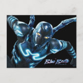 Blauwe kever springende karakter kunst briefkaart (Voorkant)